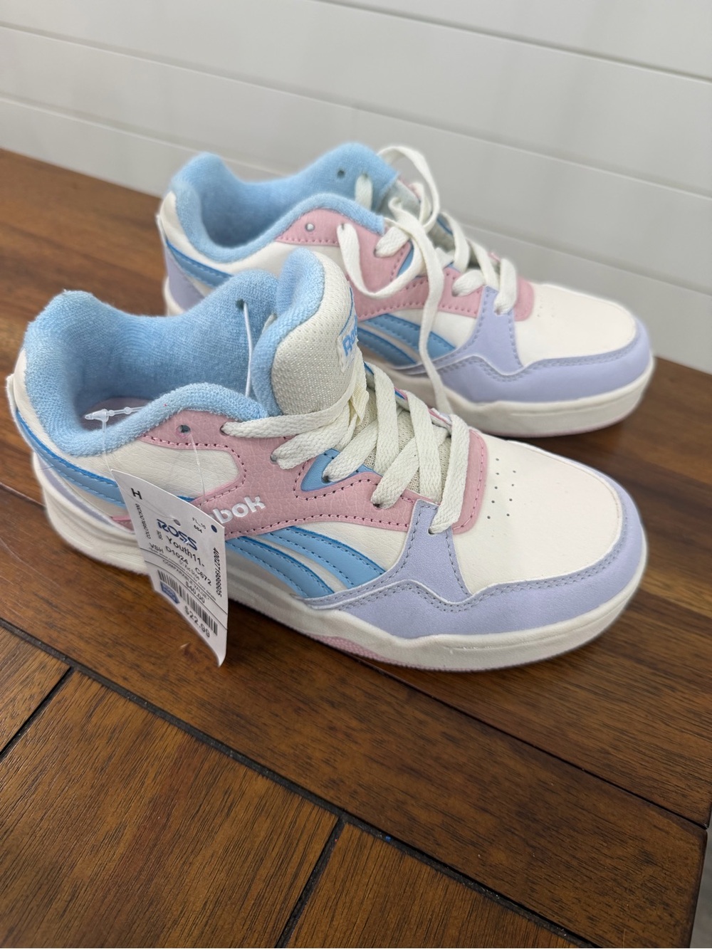 Reebok Kids White Sneakers with Pink, Blue & Lavender Accents